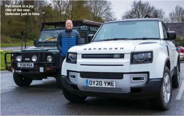  ??  ?? Pat snuck in a joy ride of the new Defender just in time