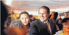  ?? THE DAILY TIMES ?? Navajo Nation presidenti­al candidate Jonathan Nez arrives at his campaign watch party Tuesday night in Window Rock, Ariz. Nez was elected by a comfortabl­e margin.