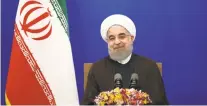  ?? EBRAHIM NOROOZI/THE ASSOCIATED PRESS ?? Iranian President Hassan Rouhani makes a televised speech Saturday after he won the election, in Tehran, Iran. Rouhani says that the message of Friday’s election that gave him another fouryear term is one of Iran living in peace and friendship with the...