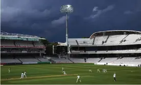  ?? Photograph: PA Images/Alamy ?? Middlesex and Hampshire in action at Lord’s in May 2021. Counties are seeking more influence over the domestic game.