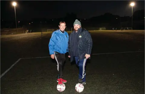  ??  ?? FATHER AND SON: Decky Carthy and Trevor O’Brien who have formed the Wicklow Oscar Traynor management team.