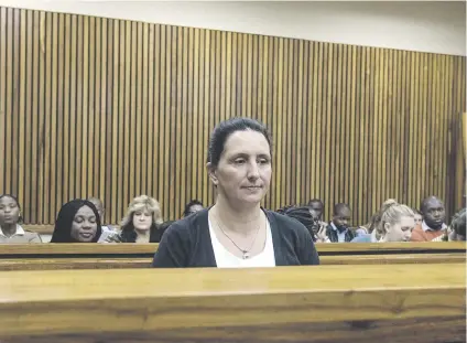  ?? Picture: Yeshiel Panchia ?? BID FOR CLEMENCY. Convicted racist Vicki Momberg sits in the dock at the Randburg Magistrate’s Court yesterday during a sentencing appeal hearing.