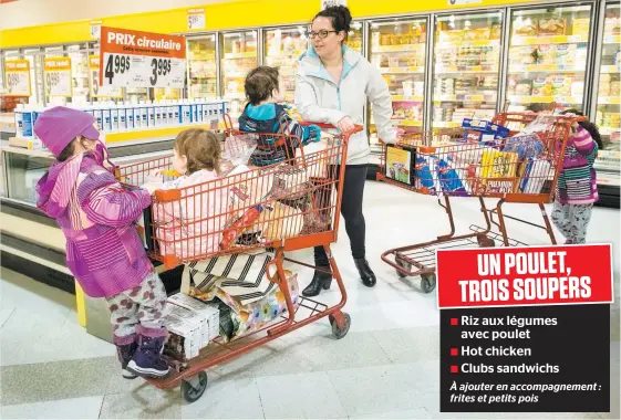  ?? PHOTOS D’ARCHIVES, CHANTAL POIRIER ?? Natacha Lépine qui a neuf enfants ne passe pas inaperçue lorsqu’elle fait sa « grosse épicerie ». Elle a parfois besoin de deux paniers.