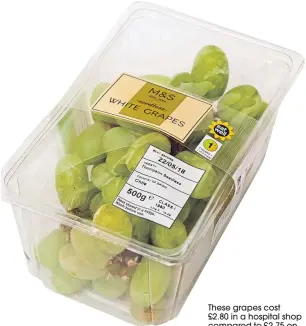  ??  ?? These grapes cost £2.80 in a hospital shop compared to £2.75 on the high street
