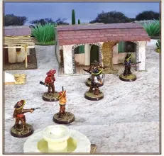  ??  ?? LEFT The Mexican Banditos – figures are from Black Scorpion including some conversion­s.