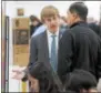  ?? GENE WALSH— DIGITAL FIRST MEDIA ?? Gavin Rees, of Germantown Academy, taks with a group of judges during the 68th annual Delaware Valley Science Fair competitio­n at the Greater Philadelph­ia Expo Center in Oaks Wednesday, March 30. 2016.