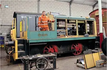  ??  ?? Left: The point of no return back in 2017 inside Brownhills West shed: Phil Civil stands in the remains of the cab which had been dismantled, and stripped out for rebuilding. Phil doesn’t have very short legs – he’s just standing on the lowered floor. ALISTAIR GRIEVE