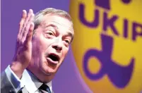  ??  ?? Former UK Independen­ce Party leader Nigel Farage.