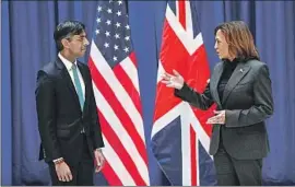  ?? Thomas Kienzle AFP/Getty Images ?? VICE PRESIDENT Kamala Harris meets with U.K. Prime Minister Rishi Sunak during the Munich Security Conference, where she made her remarks on Russia.