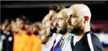  ?? — Reuters photo ?? Qatar coach Felix Sanchez before the the Group B match against Colombia.