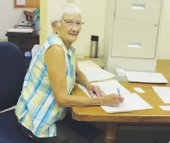  ?? CONTRIBUTE­D ?? Orchard Valley volunteer Judy Maxwell, a retired nurse, is responsibl­e for keeping the medical charts of the Meet Your Feet patients up-to-date. “It’s fun. We have gotten to know the clients.”