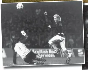  ??  ?? Frank McAvennie puts the capper on Scotland’s first-leg play-off win over Australia at Hampden with a cool finish. Pictures: SNS