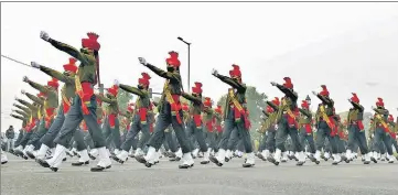  ?? ARVIND YADAV/HT PHOTO ?? A view of the Republic Day parade rehearsals at Rajpath on Monday.