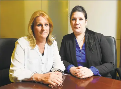  ?? Matthew Brown / Hearst Connecticu­t Media ?? Lynne Maille and Jessica Bianco, both plaintiffs in a sexual harassment case against the Connecticu­t judicial branch, are photograph­ed on Sept. 20 at their lawyer’s office in midtown Manhattan.