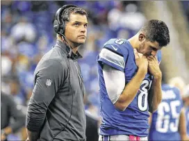  ?? AP ?? Coordinato­r Jim Lombardi is among the offensive assistants Detroit fired Monday after the team’s 1-6 start. “It’s a tough day,” said coach Jim Caldwell, who made the moves.