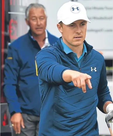  ?? Picture: Getty. ?? Jordan Spieth ponders a drop on the 13th, which proved to be a turning point.