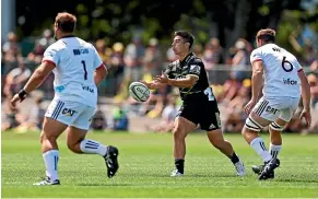  ??  ?? Jackson Garden-Bachop was given the first crack in the No 10 jersey during the Hurricanes’ pre-season hit-out against the Crusaders.