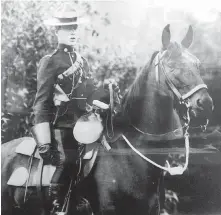  ??  ?? Royal Northwest Mounted Police Const. M.F.E. Anthony on his horse in Vladivosto­k, Siberia, in 1918 or 1919.