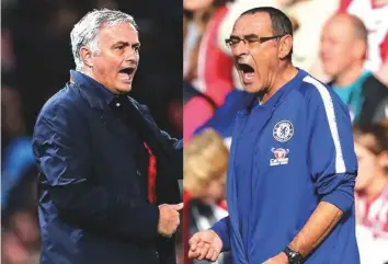  ?? Rex Features ?? Mourinho’s season has been blighted by confrontat­ions with key players. Sarri has put the smile back on faces at Chelsea with an attractive brand of football.