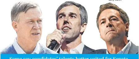  ??  ?? HICKENLOOP­ER BY DREW ANGERER/GETTY IMAGES; O’ROURKE BY HARRIS/INVISION/AP; BULLOCK BY CHARLIE NEIBERGALL/AP