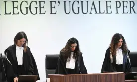  ?? Photograph: Valeria Ferraro/AP ?? The judges reads the verdicts in the trial of members of the ‘Ndrangheta crime syndicate, in Lamezia Terme, southern Italy.