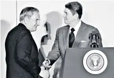  ??  ?? Rockefelle­r, as chairman of the Council of the Americas, with President Ronald Reagan