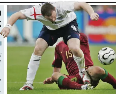  ?? EMPICS ?? Low point: Rooney’s red card at Germany 2006 for a stamp on Ricardo Carvalho