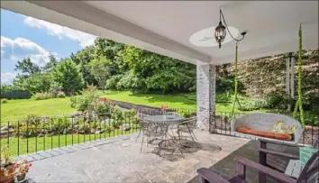  ?? VUE Real Estate Marketing photos ?? The covered back porch offers a view of the landscaped yard.