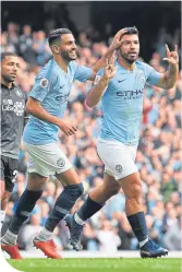  ??  ?? Sergio Aguero celebrates the opener