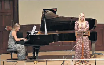  ??  ?? Easy rapport: Anna Tilbrook’s sensitive pianism provided an eloquent echo to Lucy Crowe’s shimmering soprano