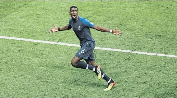  ?? FOTO: EFE ?? Paul Pogba El francés marcó en la final ante Croacia y fue uno de los artífices de que Francia conquistar­a el pasado Mundial de Rusia