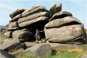  ??  ?? ▲ PLAYTIME Above: Allow plenty of time on Day 1 for exploring the rocks of Higger Tor.
▲ COUNTRY WARKING
Top: Looking up to Higger Tor from the rocky ramparts of Carl Wark.