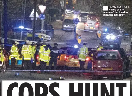  ??  ?? ■
ROAD HORROR: Police at the scene of the incident in Essex last night