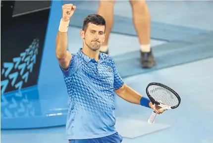  ?? ?? BRAVE EFFORT: Novak Djokovic celebrates winning his third round match against Grigor Dimitrov.