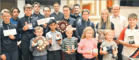  ?? ?? Tudor Park youngsters celebrated their successes at the club’s first junior awards evening on Friday