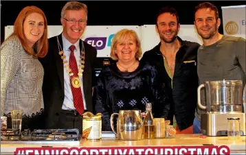  ??  ?? Caitriona Murphy, John Burke O’Leary and Maree Lyng of the Chamber with Stephen and David Flynn.