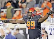  ?? [PHOTO BY SARAH PHIPPS, THE OKLAHOMAN] ?? Trey Carter, who started the final three games of the 2017 season, figures to be one of Oklahoma State’s starting defensive tackles in 2018.