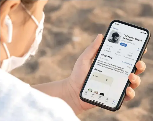  ?? Getty Images ?? According to a new report by mobile data and analytics firm App Annie, the Clubhouse app has grown from having more than 3.5 million global downloads in February 2020 to reaching 8.1 million by Feb. 16 this year.
