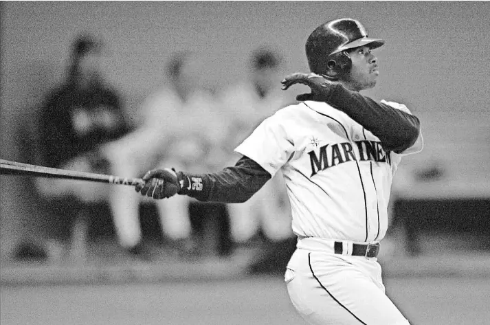  ?? 1997 PHOTO BY ELAINE THOMPSON, AP ?? With 630 career homers, 13 All-Star appearance­s and an MVP award, Ken Griffey Jr. met all of the lofty expectatio­ns that came with being the top pick in 1987.