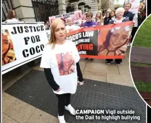  ?? ?? CAMPAIGN Vigil outside the Dail to highligh bullying