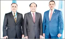  ?? KUNA photo ?? Left: Ambassador Jamal Al-Ghnaim, center: ITU General Director Zhao Houlin and right: Chairman of Kuwait’s Communicat­ion and Informatio­n Technology
Regulatory Authority (CITRA) Salem Al-Uthaina.