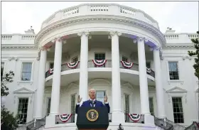  ?? AP PHOTO/PATRICK SEMANSKY, FILE ?? President Joe Biden speaks during an Independen­ce Day celebratio­n on the South Lawn of the White House, July 4, 2021, in Washington.