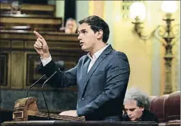  ?? EMILIA GUTIÉRREZ ?? El líder de Ciudadanos, Albert Rivera, ayer en el Congreso