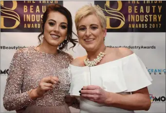  ??  ?? Frances and Maureen McCarthy of the Brush’n’Blush beauty salon in Tralee at the 2017 Beauty Industry Awards where the salon was named as a ‘First Class Hair Salon’.