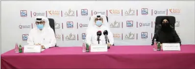  ??  ?? Jassim Muhammad Al Emadi, Abdullah Al Saeed and Dr Latifa Al Darwish at a press conference.