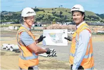  ?? PHOTO: GEORGE NOVAK ?? Developmen­t . . . Site manager David Montgomery (left) and project manager Steve Wood at Summerset’s Papamoa site.