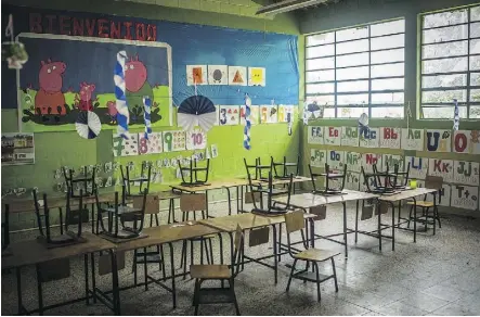  ??  ?? A classroom in the village of Chanmagua, Guatemala. According to a teacher, several children abandoned the classes as a result of migration to United States.