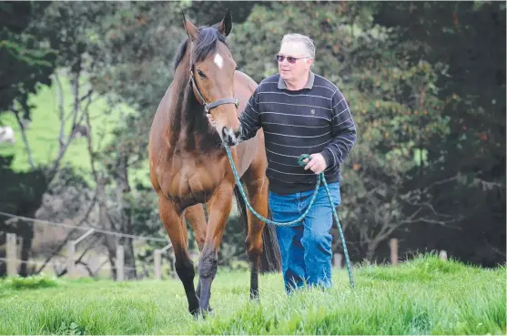  ?? Picture: ANDREW HENSHAW ?? BIGGEST VOID: Caretaker trainer Darryl Blackshaw bids farewell to Mourinho at his Trafalgar East property.