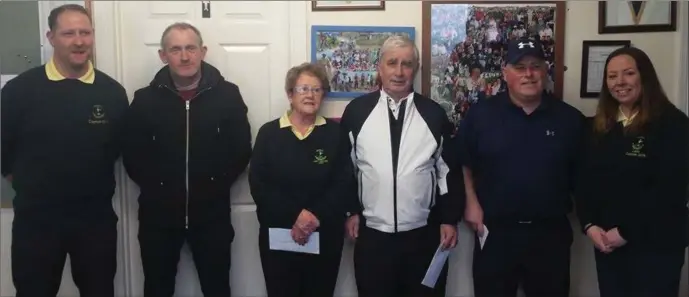  ??  ?? Winners of the Briscoe Expert Electrical Winter League at last week’s presentati­ons in Seapoint Pitch & Putt Club, (l to r) Paul Cooney (Gents Captain), Kieran McDonnell, Bridie Hanratty, John Campbell, Colin Campbell and Joanne Cooney (Lady Captain).