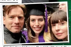  ??  ?? Growing close: McGregor, McGregor 47, 47 and andMiss Miss Winstead, Winstead , promoting pro Fargo last year. Inset: The Scottish actor with estranged wife Eve at Clara’s graduation in May